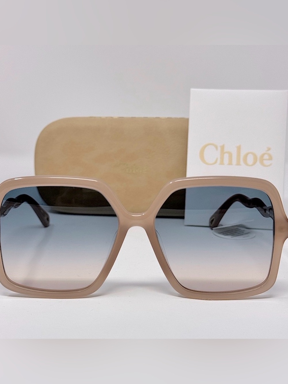 NEW Chloé CH0086S 003 Women's Beige  Sunglasses  Size 58-17-145
W/CASE Orig $410